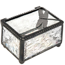 Load image into Gallery viewer, J Devlin Glass Art - Clear Vintage Stained Glass Dragonfly Trinket Box Box 291