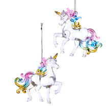 Load image into Gallery viewer, 3.8" Clear Pastel Unicorn Orn 2a