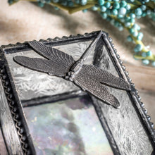 Load image into Gallery viewer, J Devlin Glass Art - Clear Vintage Stained Glass Dragonfly Trinket Box Box 291