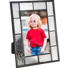 Load image into Gallery viewer, J Devlin Glass Art - Grey and Clear Stained Glass Picture Frame 5x7 429-57HV
