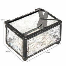 Load image into Gallery viewer, J Devlin Glass Art - Clear Vintage Stained Glass Dragonfly Trinket Box Box 291