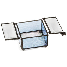 Load image into Gallery viewer, J Devlin Glass Art - Blue Stained Glass Jewelry Box With Butterfly Lift Box 185-3