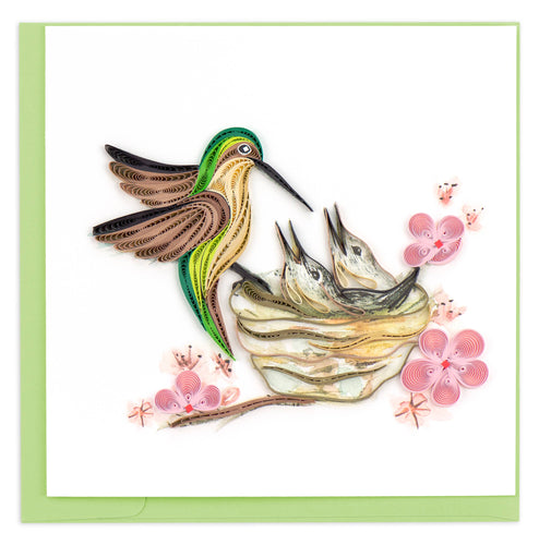 Quilling Card - Hummingbird and Babies Card