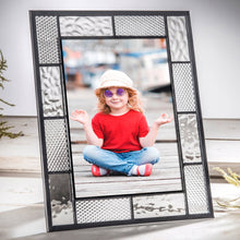 Load image into Gallery viewer, J Devlin Glass Art - Grey and Clear Stained Glass Picture Frame 5x7 429-57HV
