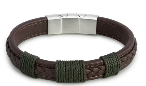 Men's Brown Leather Adjustable Bracelet