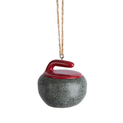 Abbott - Grey and Red Curling Rock Ornament-1.5