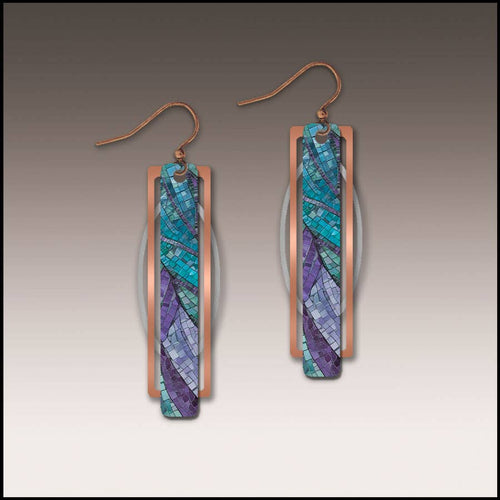Illustrated Light & DC Designs - Peacock Mosaic Geometric Metal Accent Earrings