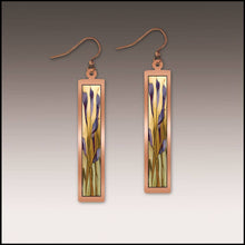 Load image into Gallery viewer, Illustrated Light &amp; DC Designs - Calla Lily Purple Copper Showcase Rectangle Earrings