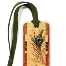 Load image into Gallery viewer, Mitercraft - Peacock Feather Handmade Wooden Bookmark