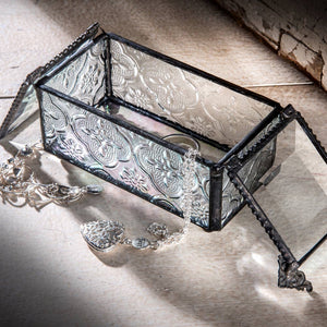 J Devlin Glass Art - Clear Vintage Stained Glass Keepsake Decorative Box  294
