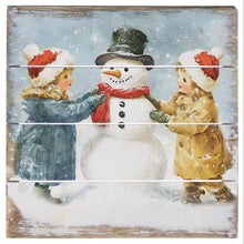 Load image into Gallery viewer, Sincere Surroundings - Building Snowman Scene - Perfect Pallet Petites: 8" x 8" x 1"
