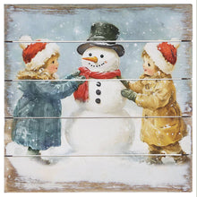 Load image into Gallery viewer, Sincere Surroundings - Building Snowman Scene - Perfect Pallet Petites: 8" x 8" x 1"