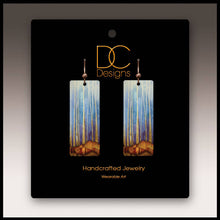 Load image into Gallery viewer, Illustrated Light &amp; DC Designs - Cool Forest Rectangle Handmade Earrings