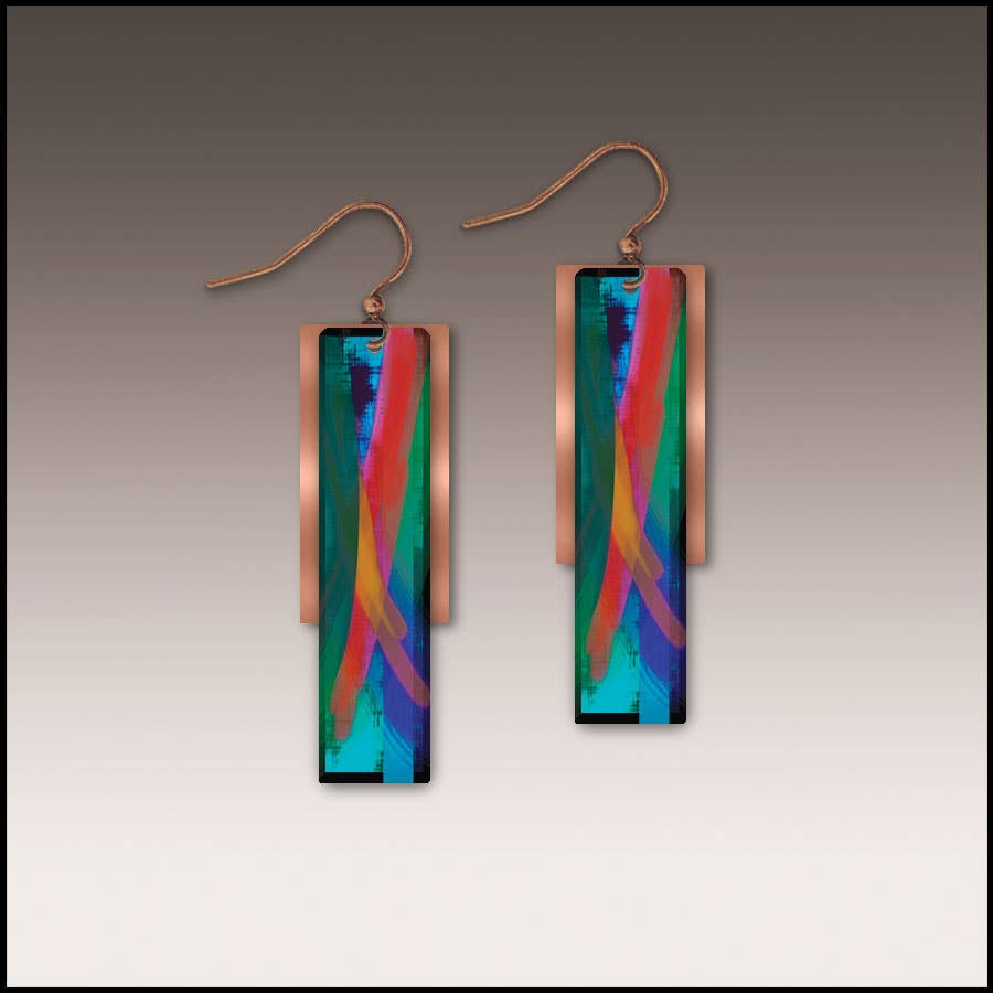 Illustrated Light & DC Designs - Multicolor Copper Accent Multilayer Earrings