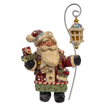 Load image into Gallery viewer, Kurt S. Adler, Inc. - 6.75" Snow Town Santa Holding Lamp Post Table Piece