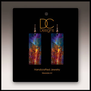 Illustrated Light & DC Designs - Canyon Rust Abstract Rectangle Handmade Earrings