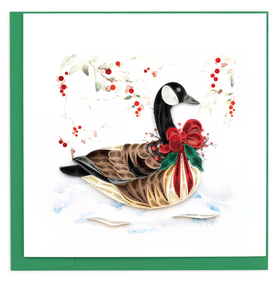 Quilling Card - Quilled Christmas Goose Holiday Card