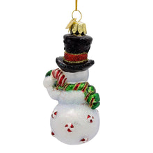 Load image into Gallery viewer, Kurt S. Adler, Inc. - Noble Gems, Glass Snowman With Candy Cane Ornament