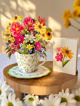 Load image into Gallery viewer, FreshCut Paper LLC - Mini Wildflower Teacup (10 Mini Pop-Up Greeting Cards)
