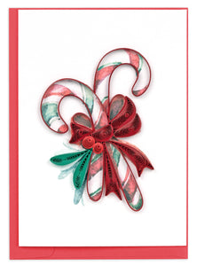 Quilling Card - Quilled Candy Canes Gift Enclosure Mini Card