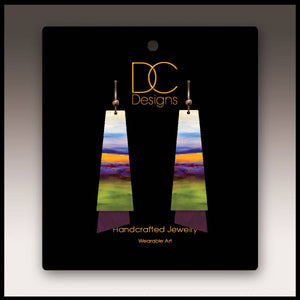 Illustrated Light & DC Designs - Multicolor Horizon Abstract Flutter Layer Handmade Earrings