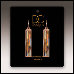 Illustrated Light & DC Designs - Guitar Fine Art Copper Showcase Rectangle Earrings