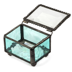 J Devlin Glass Art - Small Stained Glass Ring Box J Devlin Box 325 Series: Turquoise
