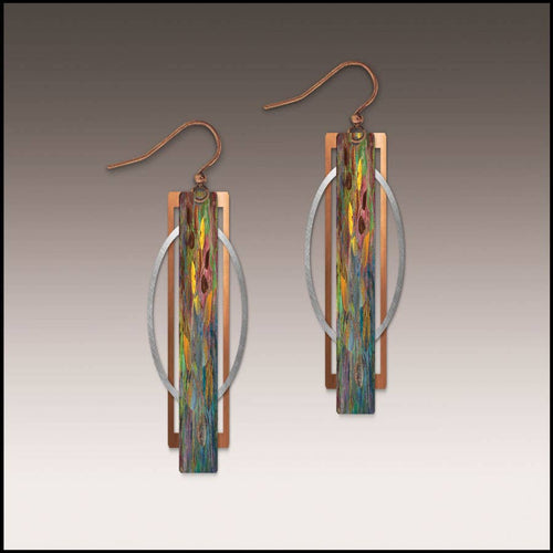 Illustrated Light & DC Designs - Yellow Splash Geometric Multilayer Metal Accent Handmade Earrings