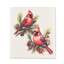Load image into Gallery viewer, Abbott - Cardinals &amp; Pine Cones Dishcloth
