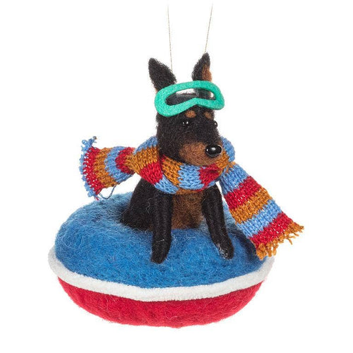 Abbott - Snowtubing Dog Ornament-4.5