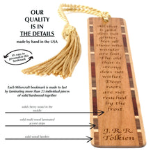 Load image into Gallery viewer, Mitercraft - J.R.R. Tolkien Wander Quote Engraved Wooden Bookmark
