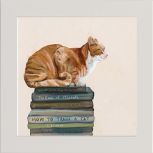 Load image into Gallery viewer, Cathy Walters Art - Cat on Books 1 Happy Square™