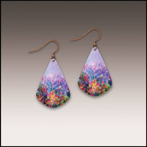 Illustrated Light & DC Designs - Rainbow Abstract Floral Short Drop Handmade Earrings