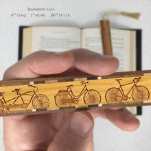 Load image into Gallery viewer, Mitercraft - Bicycles Engraved Wooden Bookmark