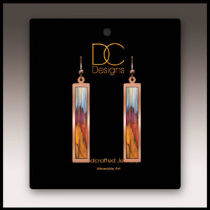 Illustrated Light & DC Designs - Trees and Hills Copper Showcase Rectangle Handmade Earrings