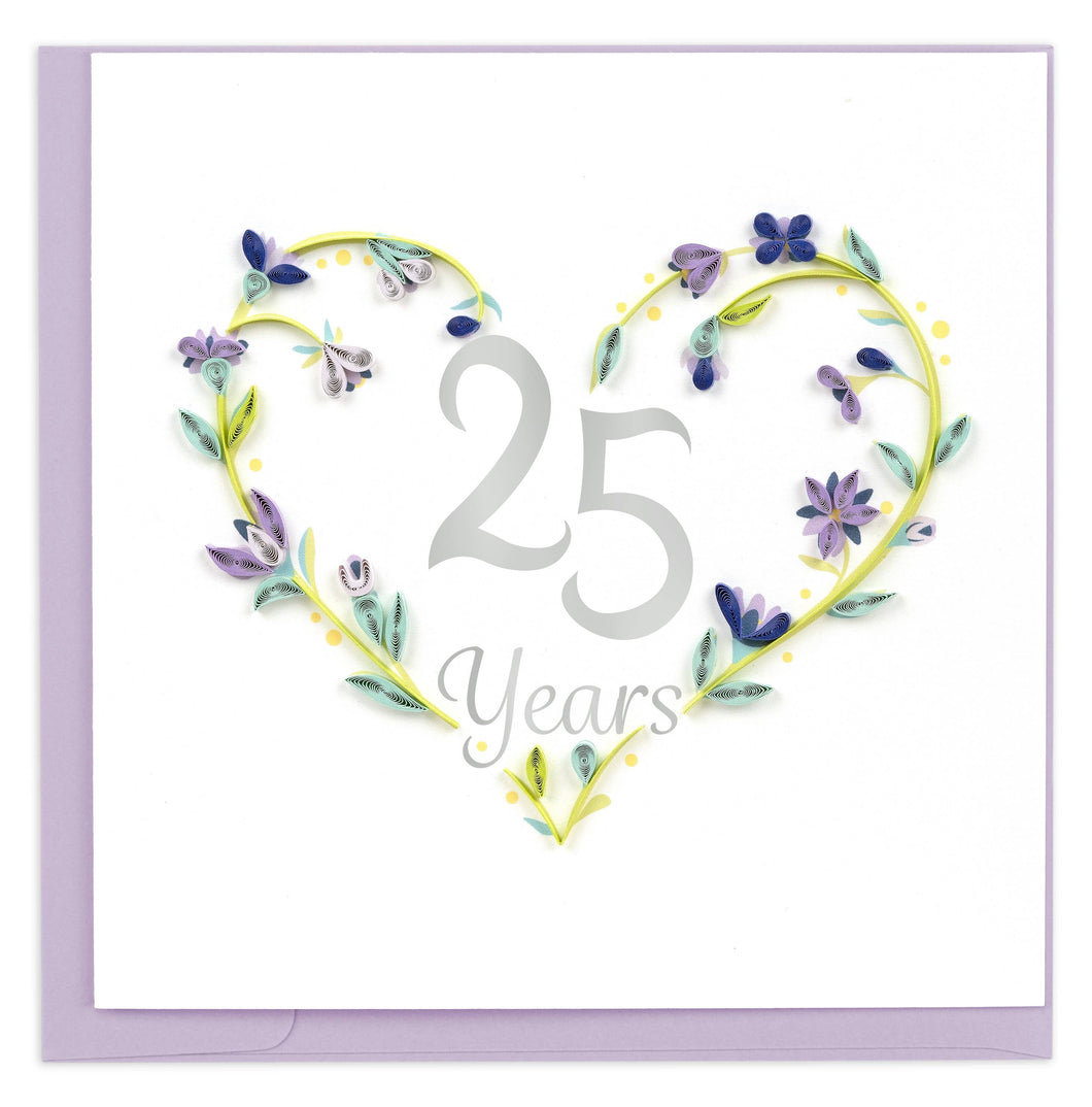 Quilling Card - Quilled 25th Wedding Anniversary Card
