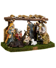 Load image into Gallery viewer, Nativity Set W/8 2-3.25&quot;Figs+4.5x7&quot;Stabl