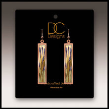 Load image into Gallery viewer, Illustrated Light &amp; DC Designs - Calla Lily Purple Copper Showcase Rectangle Earrings