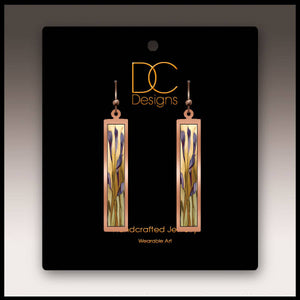 Illustrated Light & DC Designs - Calla Lily Purple Copper Showcase Rectangle Earrings