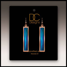 Load image into Gallery viewer, Illustrated Light &amp; DC Designs - Modern Blue Copper Showcase Rectangle Earrings