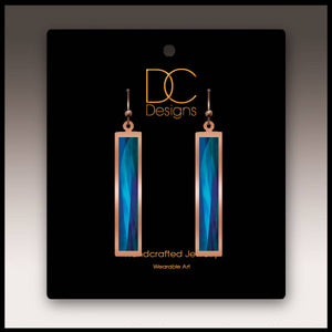 Illustrated Light & DC Designs - Modern Blue Copper Showcase Rectangle Earrings