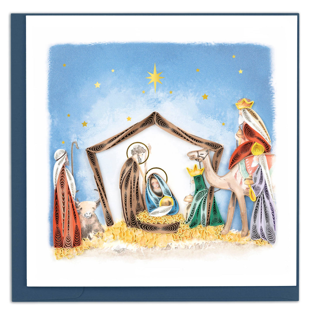 Quilling Card - Quilled Nativity Scene Christmas Card