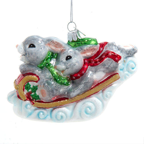 Noble Gems™ Glass Bunnies On Sled Orn