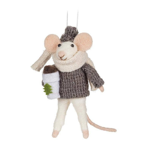 Abbott - Mouse with Coffee Ornament-Grey-5