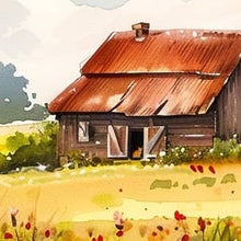 Load image into Gallery viewer, Peeping Tom's Cottage - Rustic Meadow Cottage on 16x4 Inch Porcelain Tile | Dual Finish Charm: 16 x 4 inches