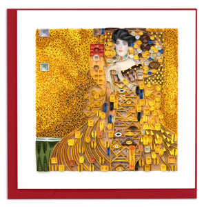 Quilling Card - Artist Series - Quilled Lady in Gold, Klimt Greeting Card
