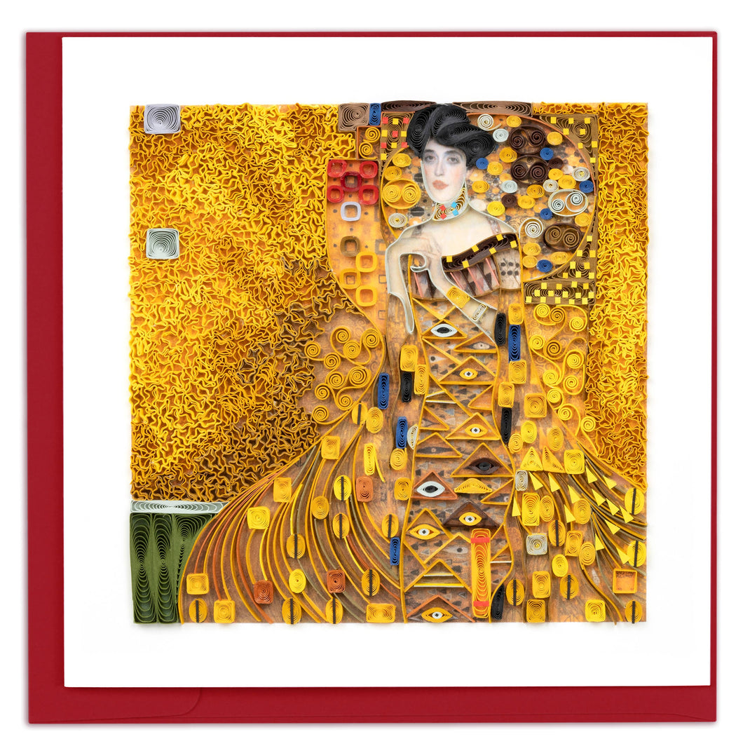 Quilling Card - Artist Series - Quilled Lady in Gold, Klimt Greeting Card