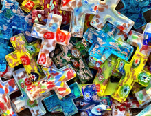 Load image into Gallery viewer, SHOPGIVECOURAGE - Glass Pocket Cross - Sold Individually: Rainbow