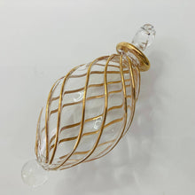 Load image into Gallery viewer, Dandarah (Ships from USA) - Blown Glass Small Ornament - Swirl Oval: Gold With Dots