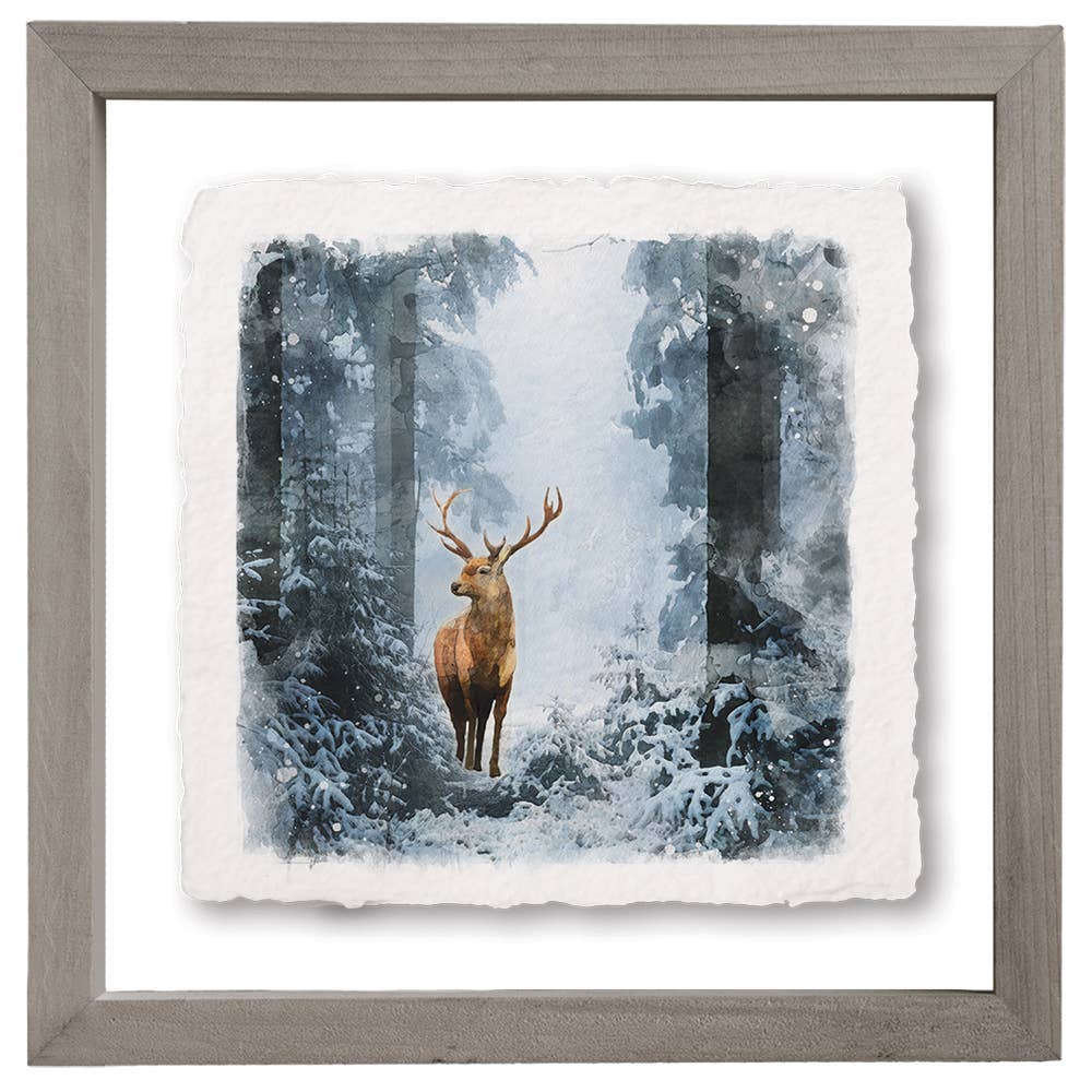 Sincere Surroundings - Winter Deer Forest - Floating Art Square